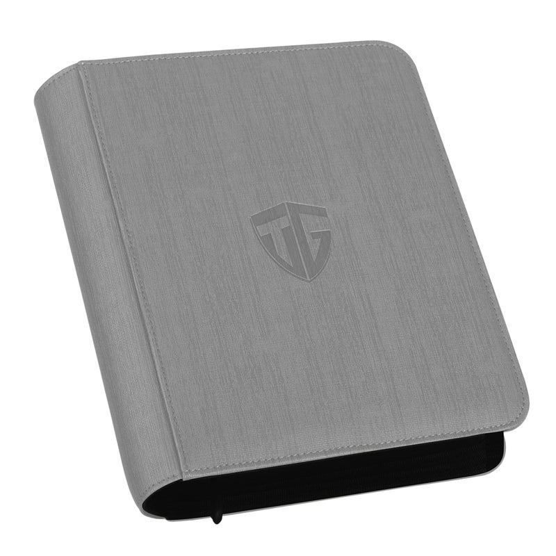 TCGUARD Toploader Binder Holds 112 Toploaders  4 Pocket Top Loader Binders for 3"" x 4"" Rigid Card Holders for Trading Cards or Sports Cards Binder (Gray) - Image 1